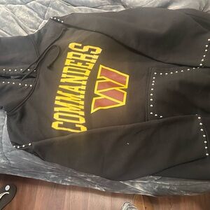 Woman’s Washington commanders game day couture black studded pullover hoodie
